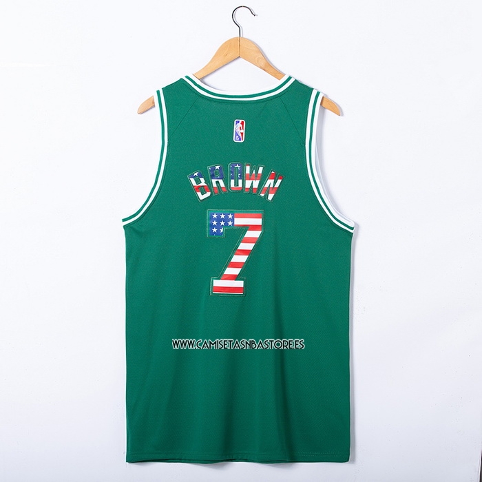 Jaylen Brown NO 7 Camiseta Boston Celtics Bandera Edition 75th Verde